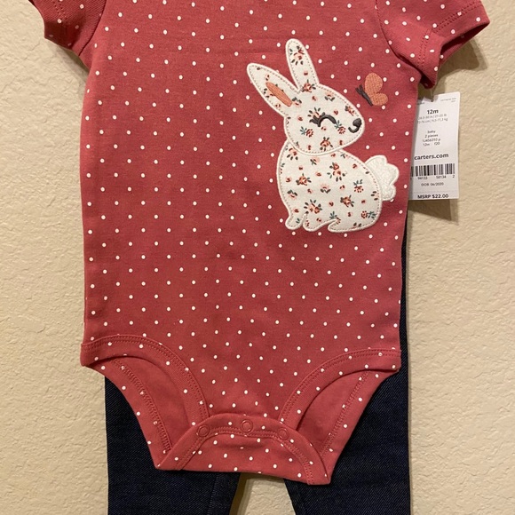 Carter’s Polka Dot Bunny Love 2 piece set - 12 mos